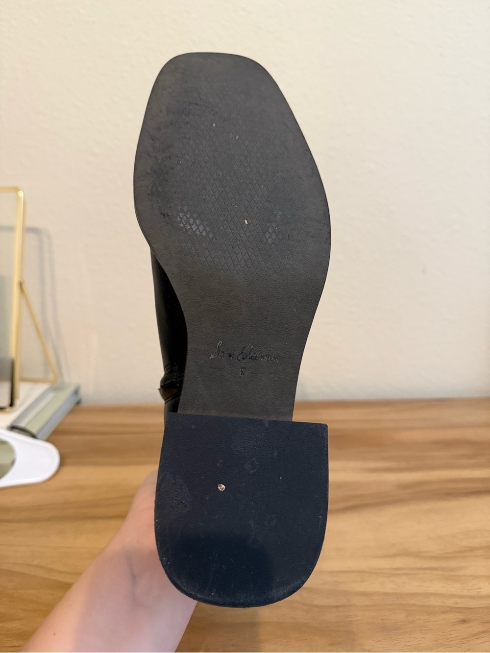 Sam Edelman Black Leather Block Heel Ankle Boots - Picture 7 of 8